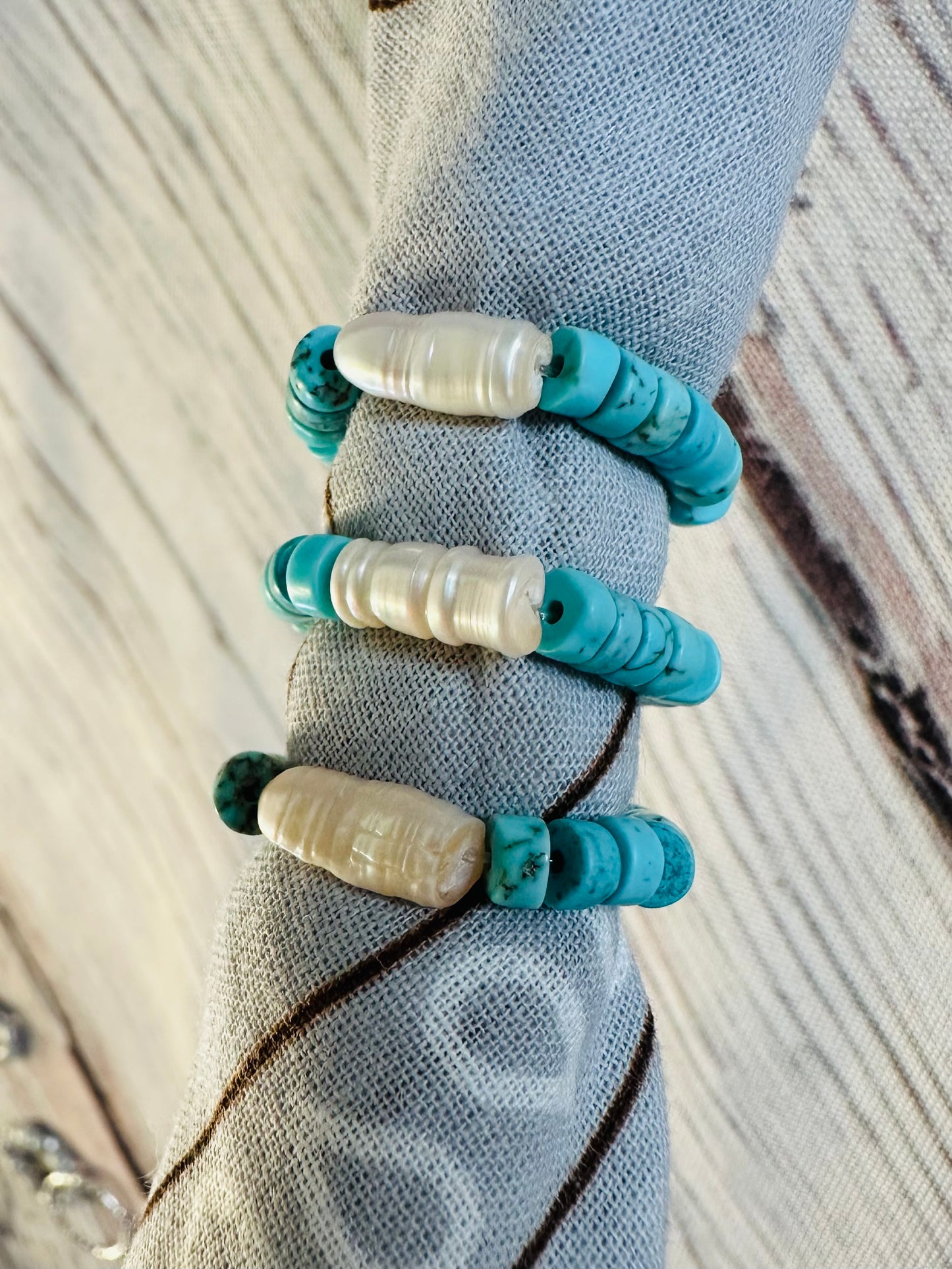Keishi Pearl & Turquoise Bandana Charm