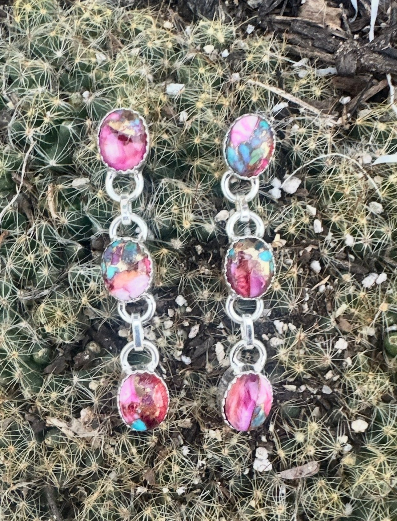 Pink Dahlia Dangle Earrings