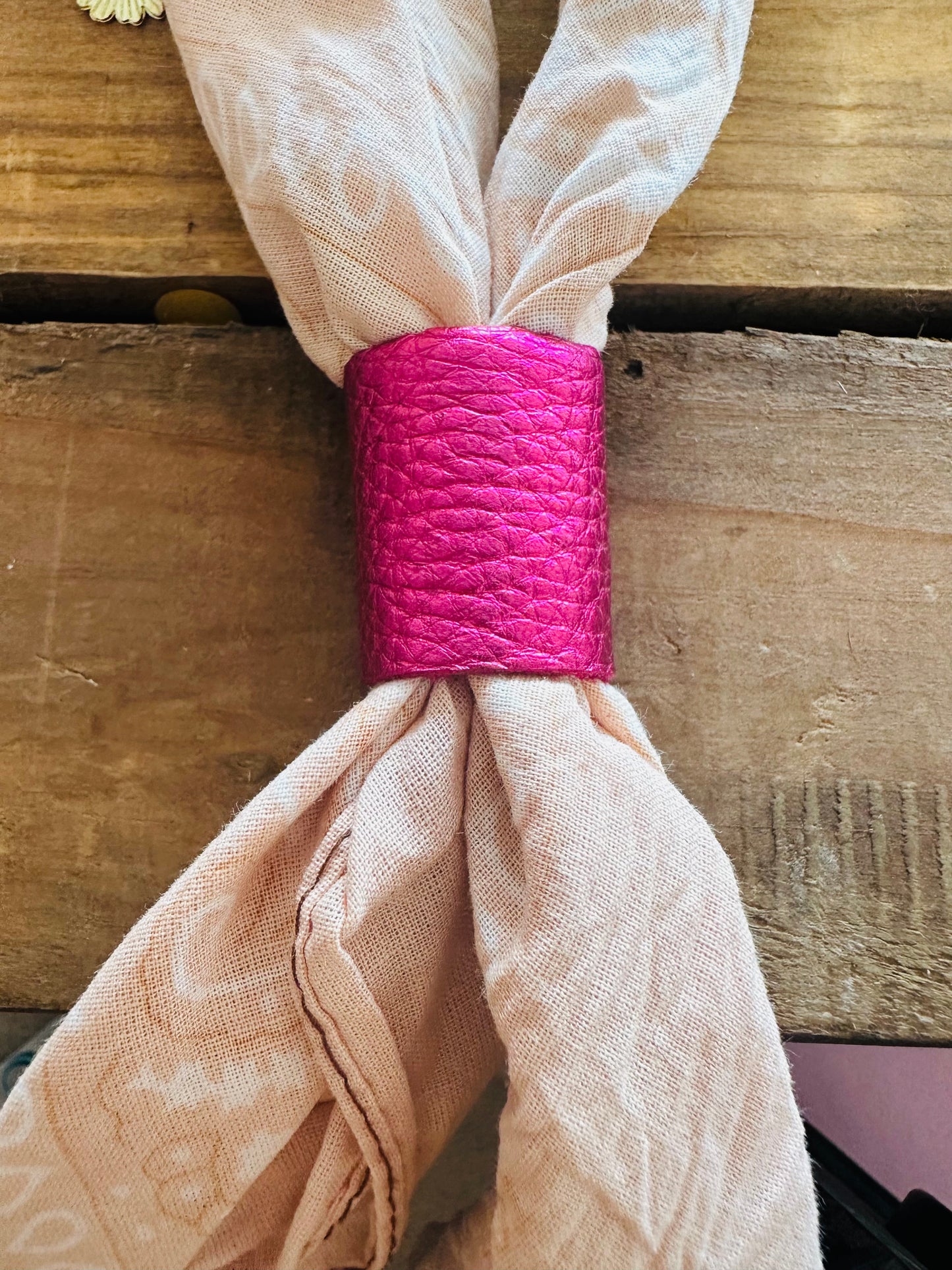 Electric Pink Leather Bandana Slide