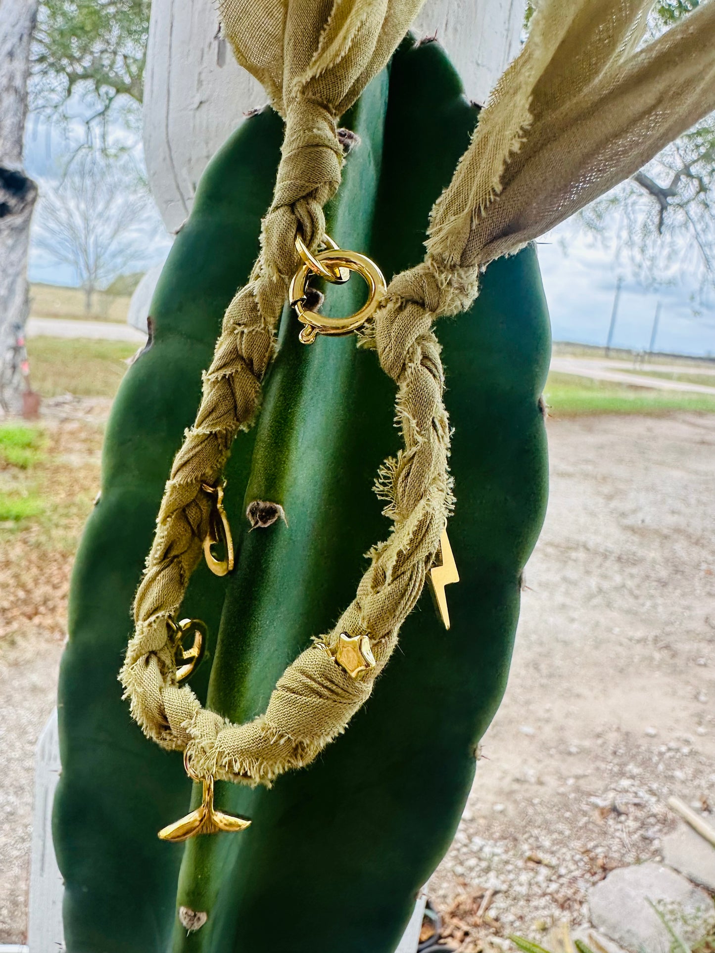 Chartreuse & Gold Bandana Bracelet
