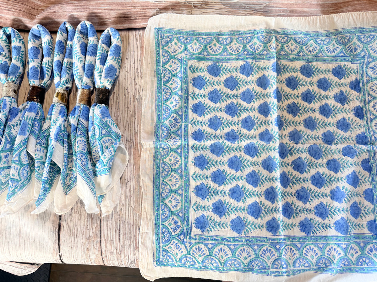 Bright Blue Floral Bandana