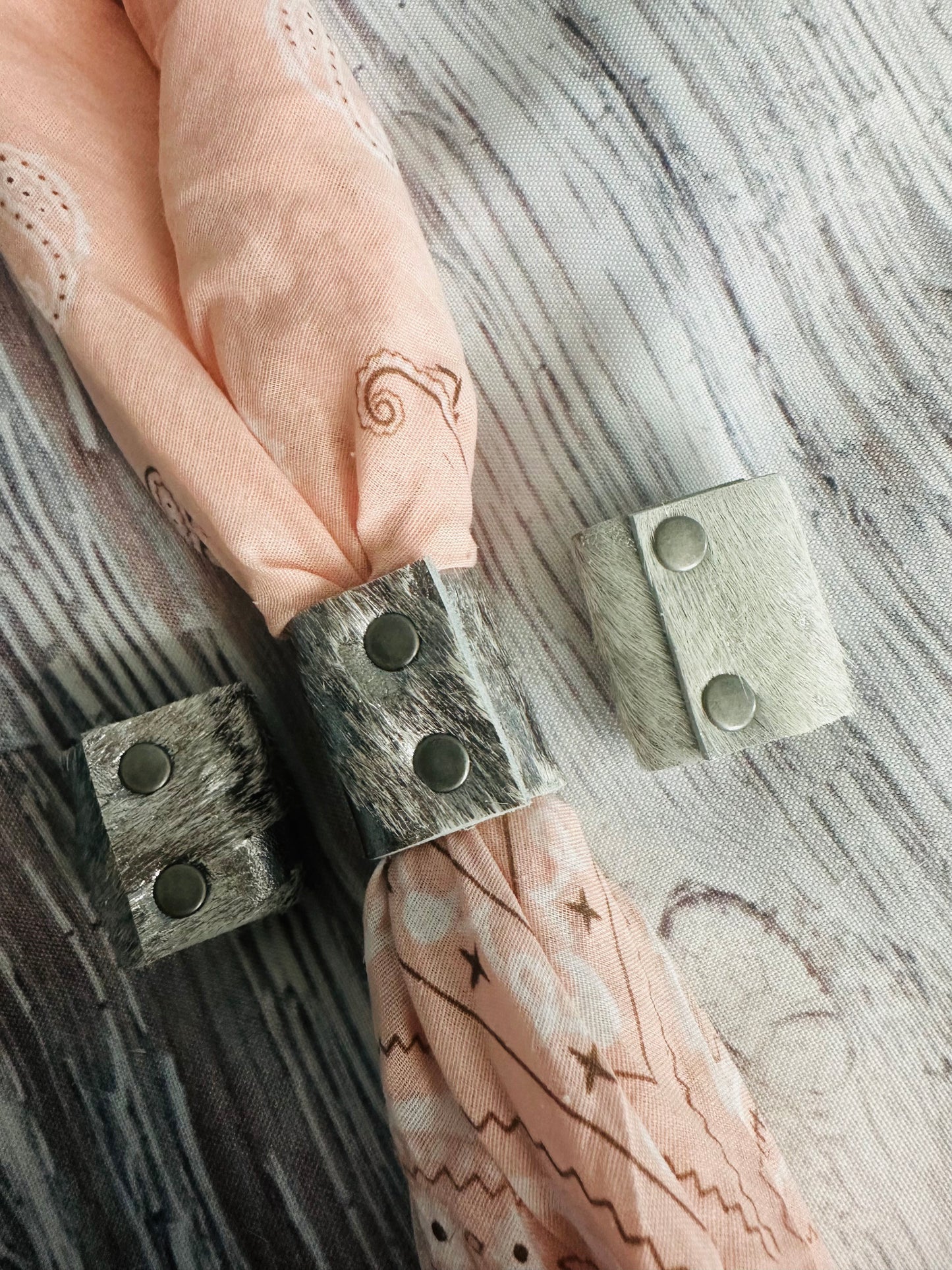 Silver Cowhide Leather Bandana Slide