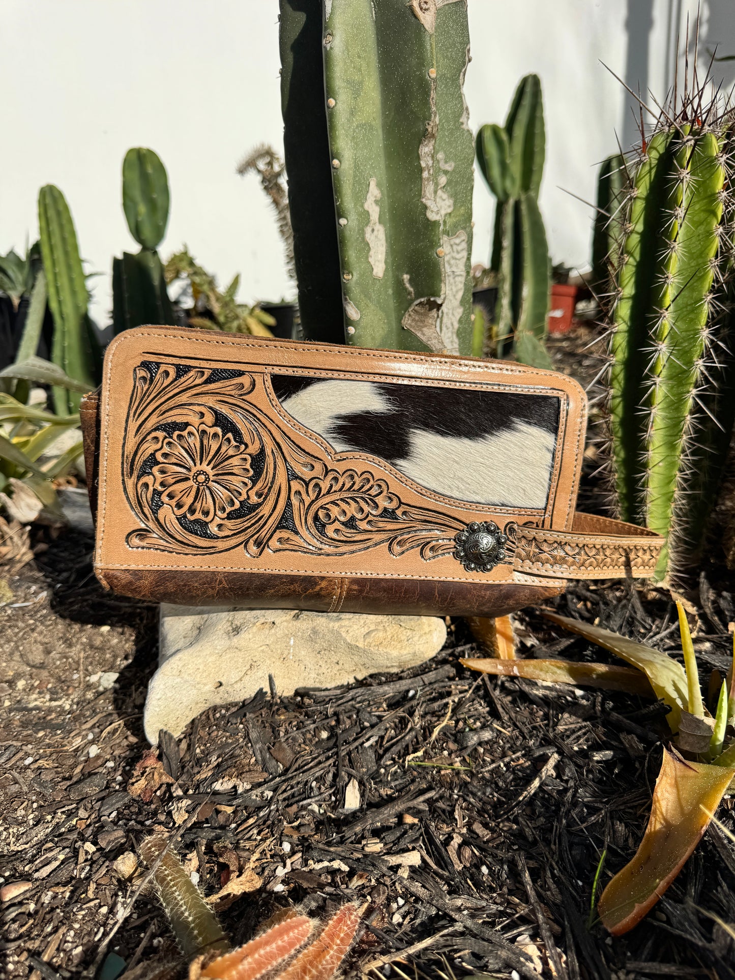 Leather Tooled Toiletry Bag