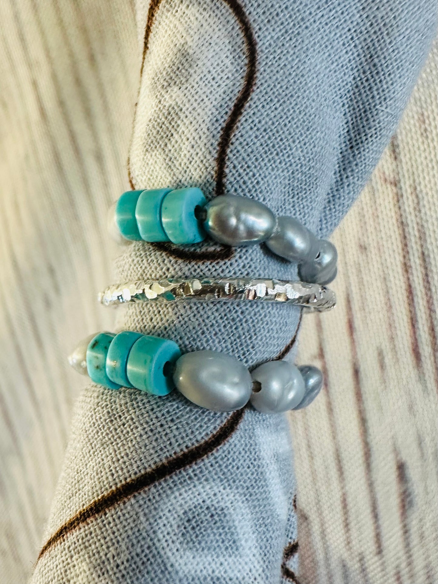 Turquoise & Silver Pearl Bandana Charm
