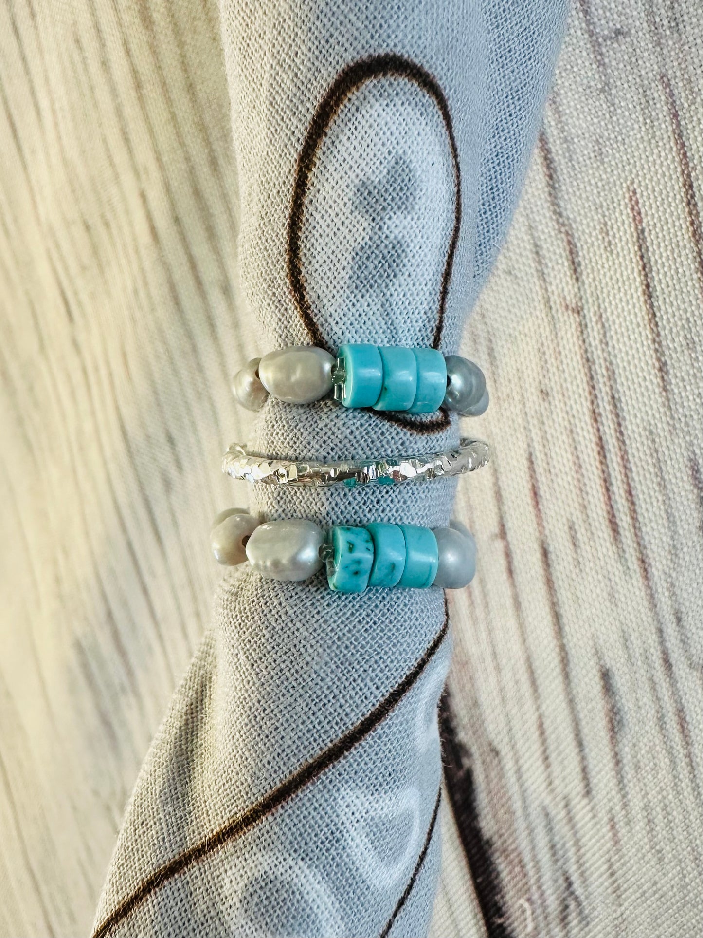 Turquoise & Silver Pearl Bandana Charm