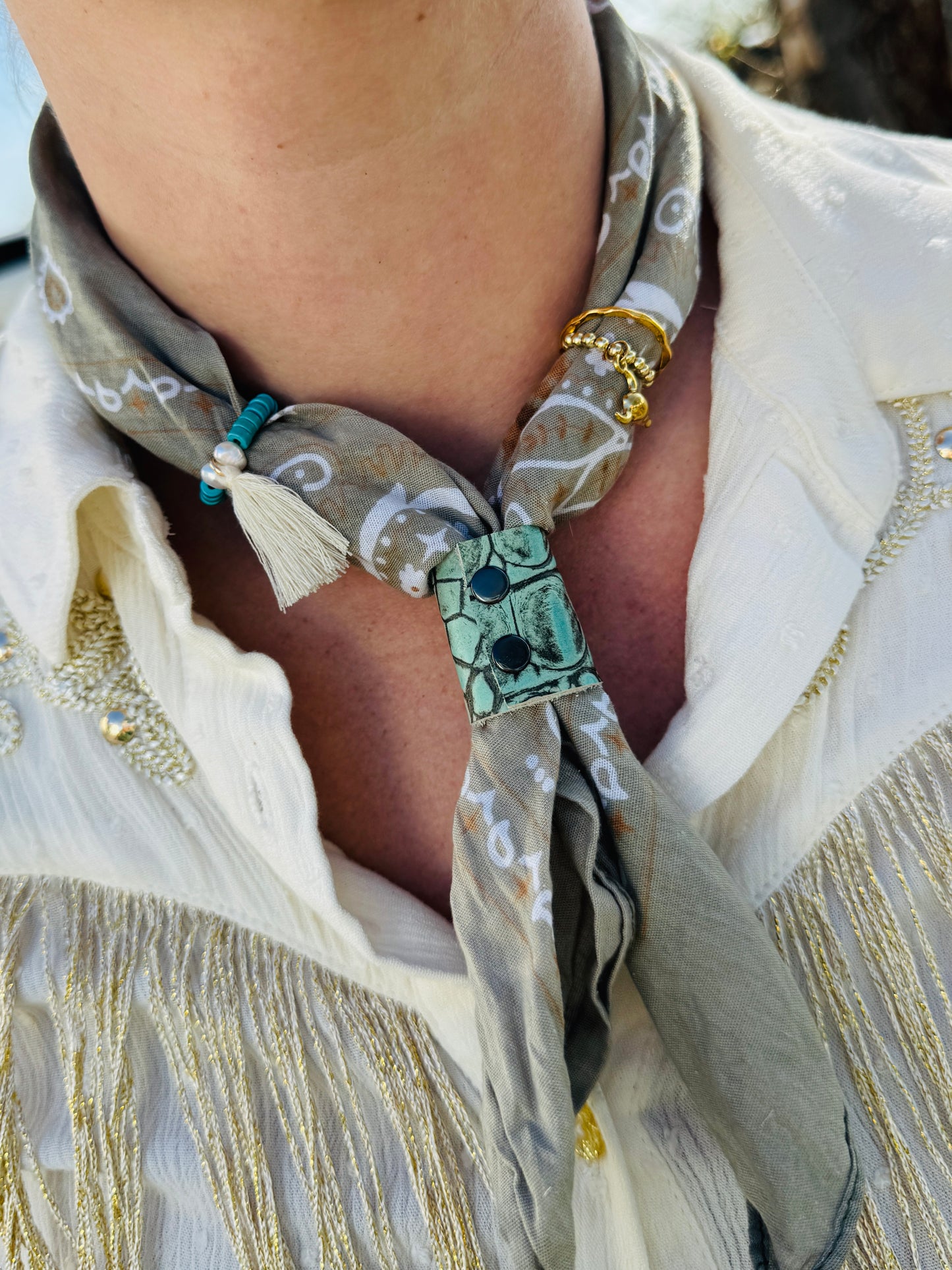 Turquoise Croc Bandana Slide