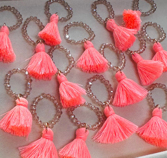Neon Pink Tassel Bandana Charm