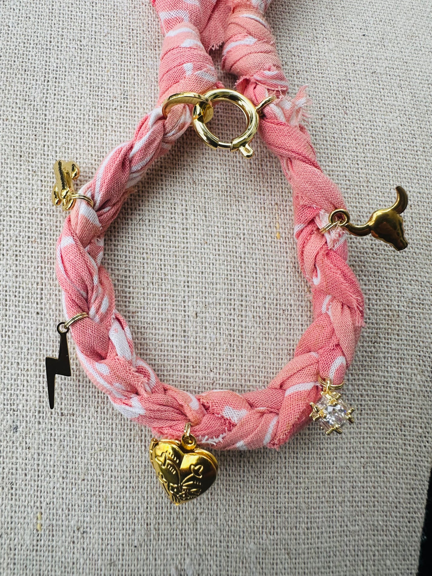 Pink & Gold Bandana Bracelet