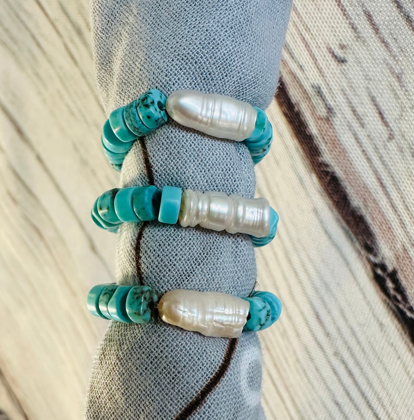 Keishi Pearl & Turquoise Bandana Charm