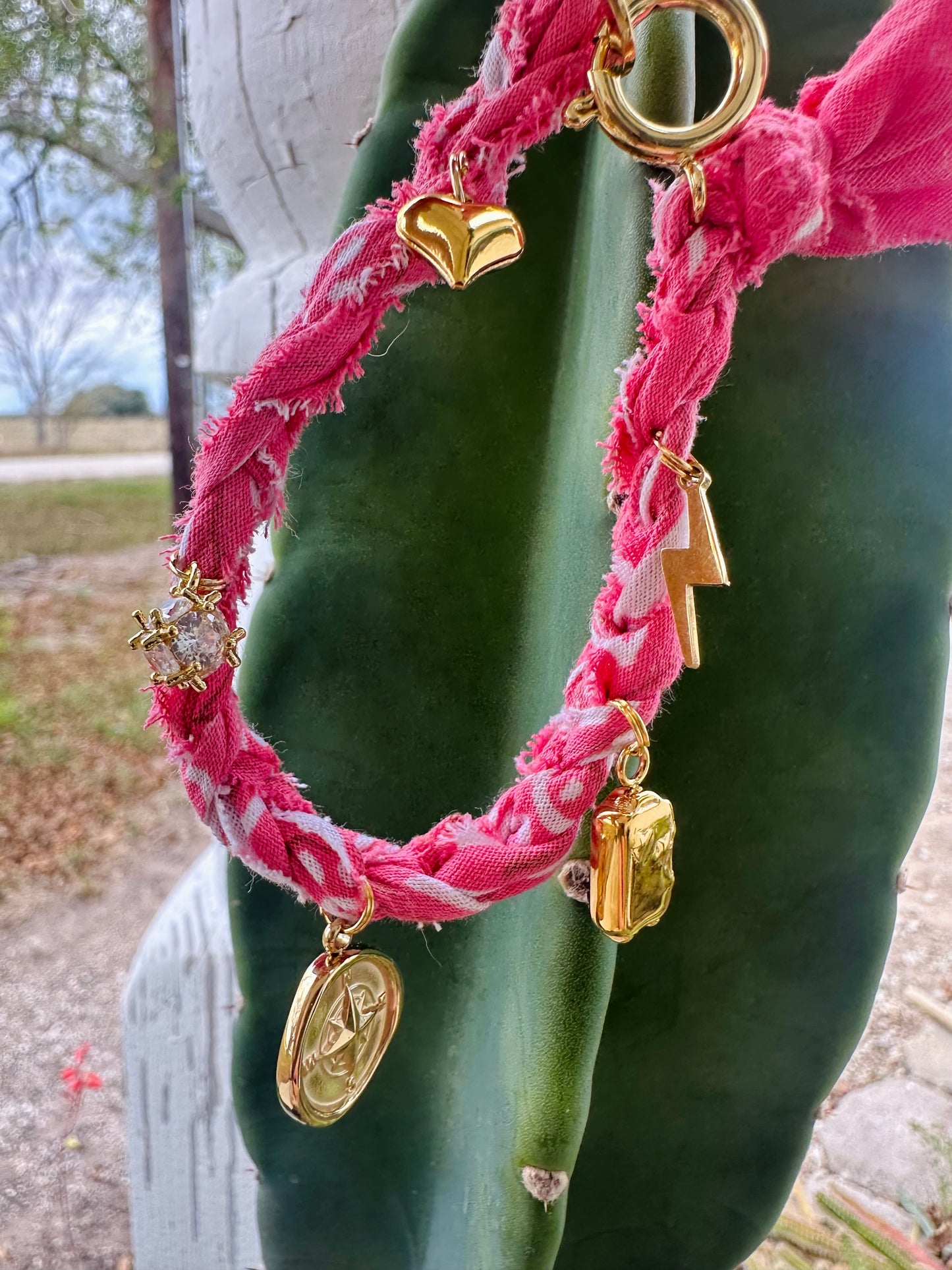 Pink & Gold Bandana Bracelet