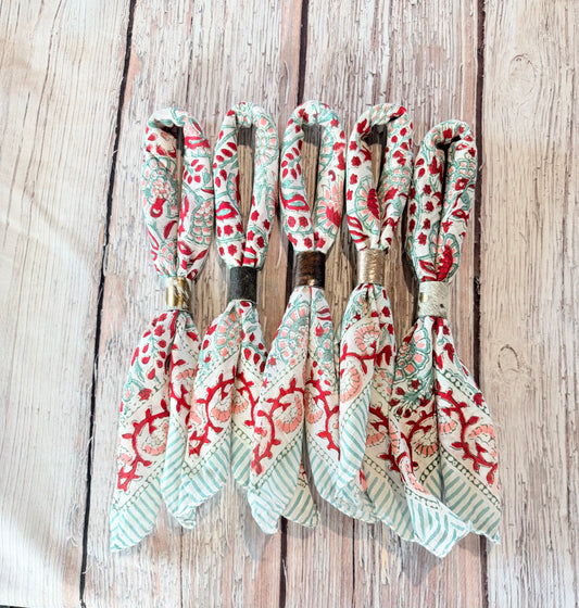 Green Stripe Floral Bandana