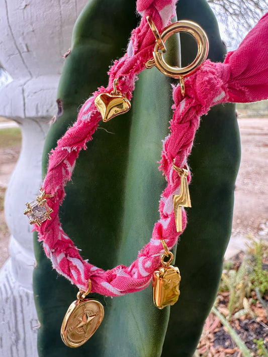 Pink & Gold Bandana Bracelet