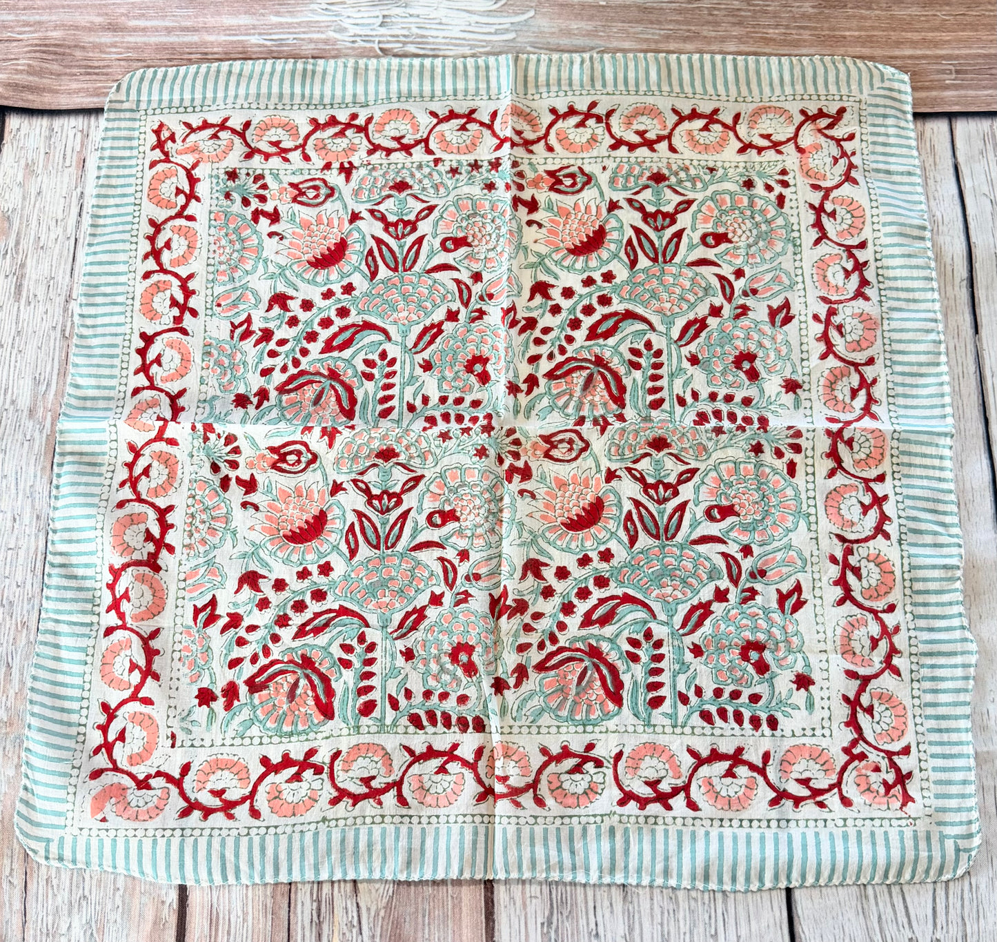 Green Stripe Floral Bandana