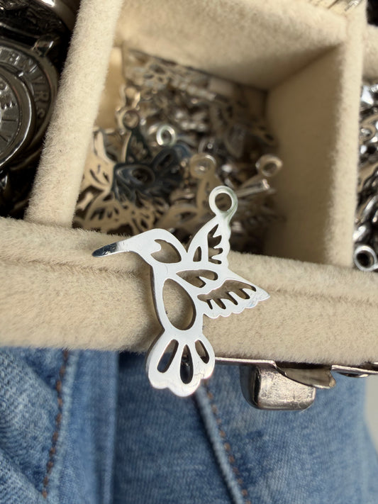 Silver Hummingbird Charm