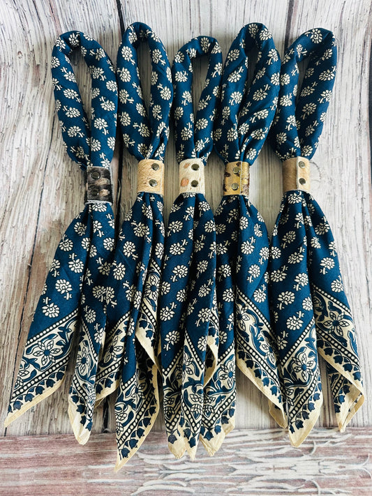 Blue Floral Bandana