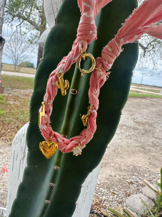 Pink & Gold Bandana Bracelet