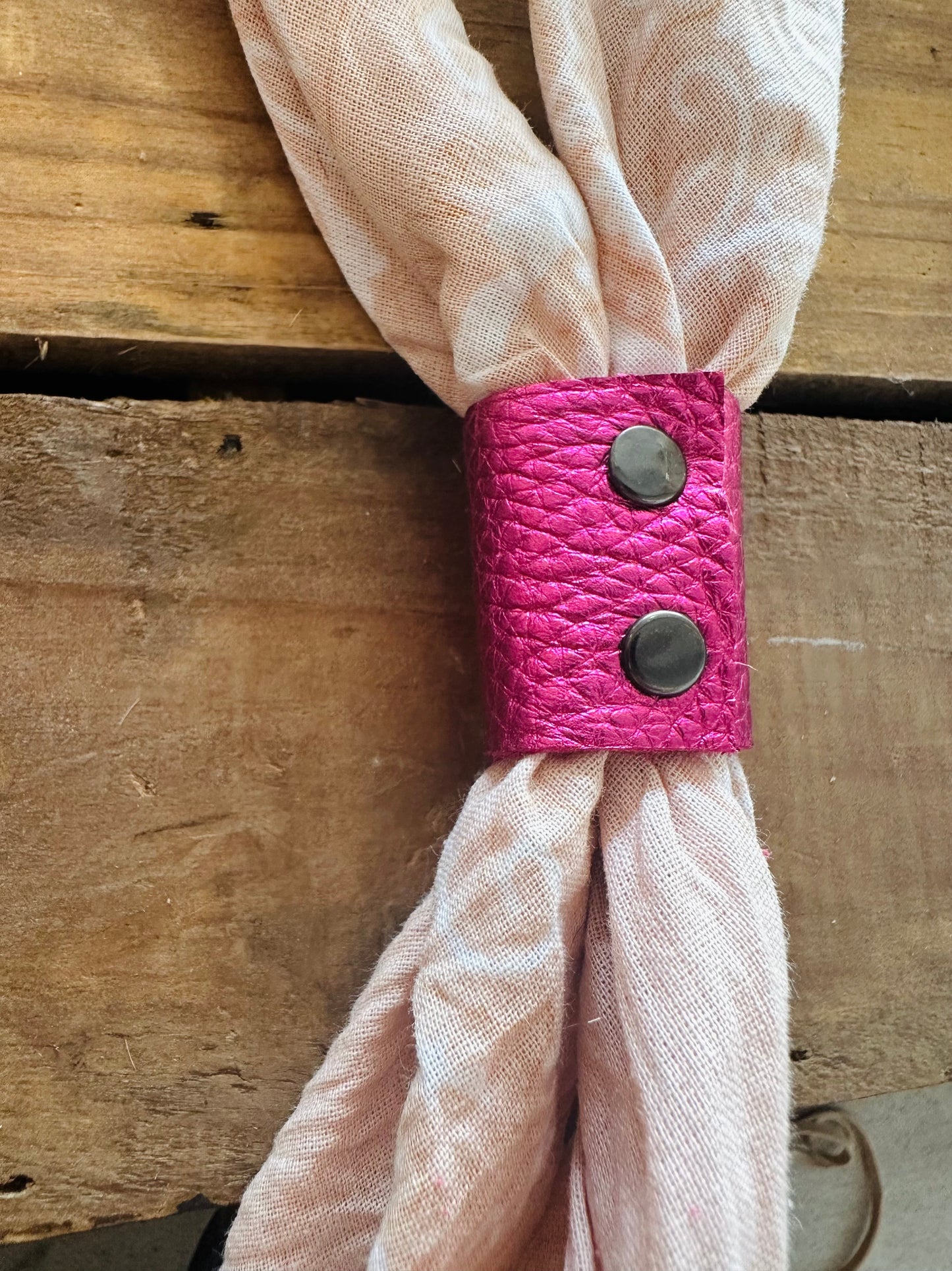 Electric Pink Leather Bandana Slide