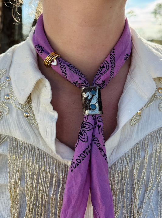 Metallic Cowhide Bandana Slide