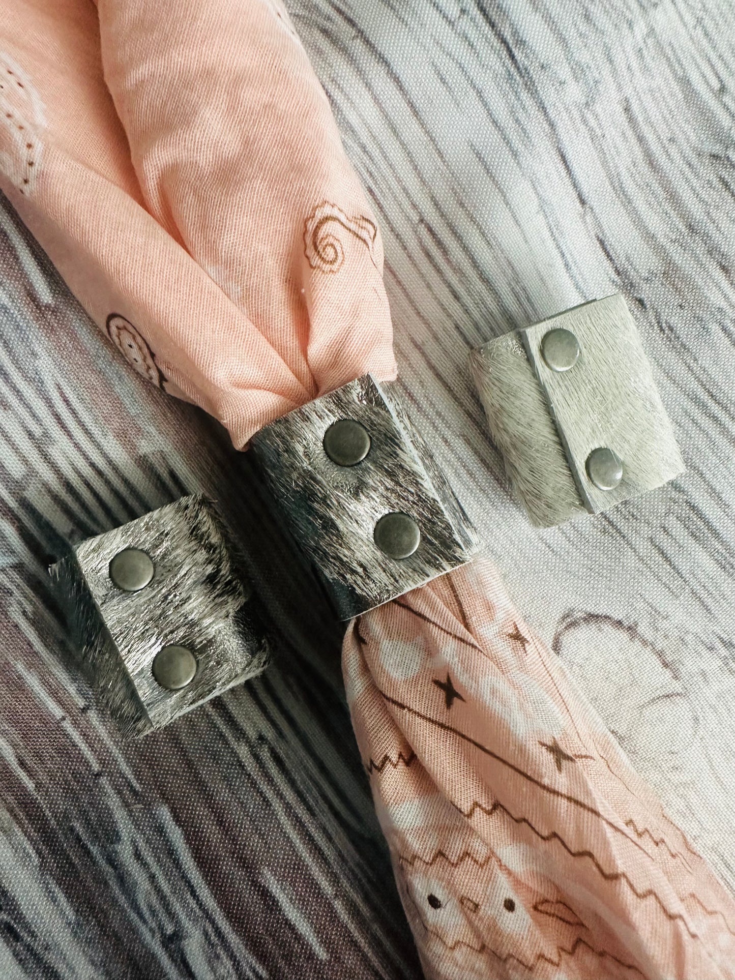 Silver Cowhide Leather Bandana Slide