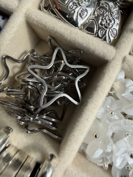 Large Hollow Silver Star Charm
