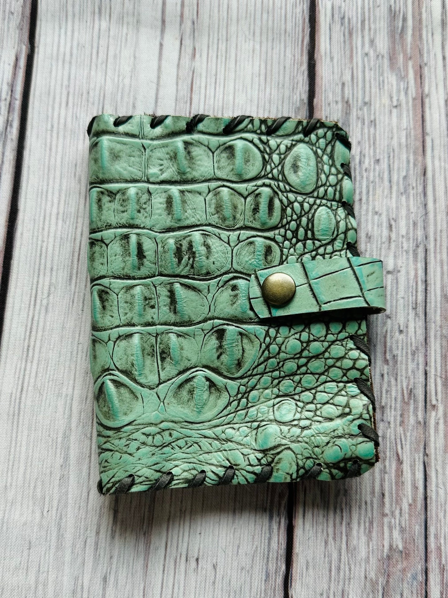 Turquoise Croc Passport Cover