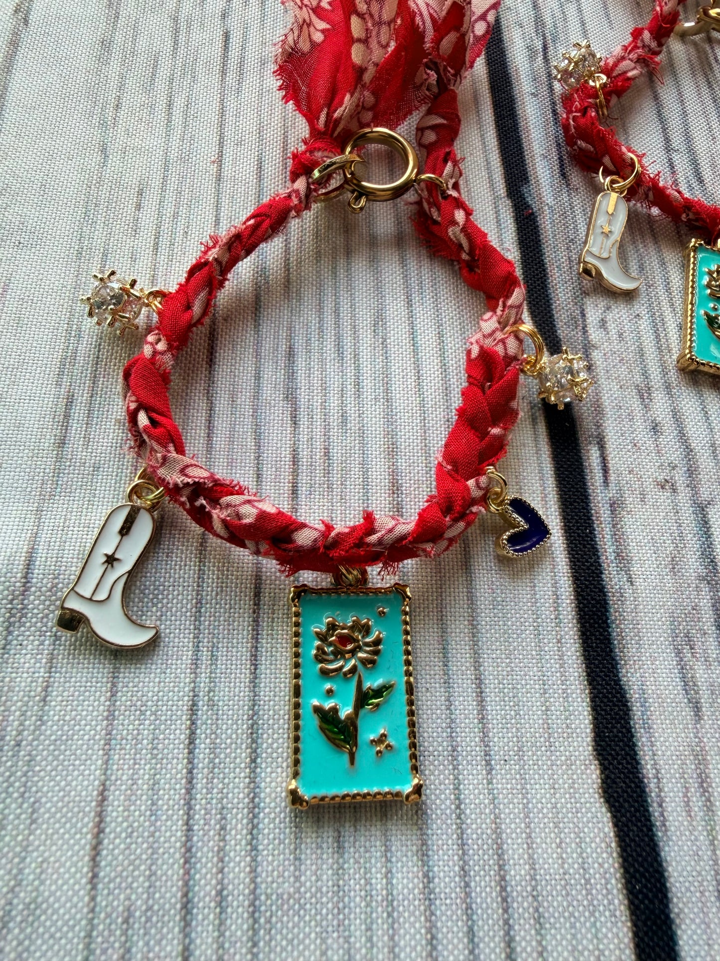 Red Floral Boot Bracelet