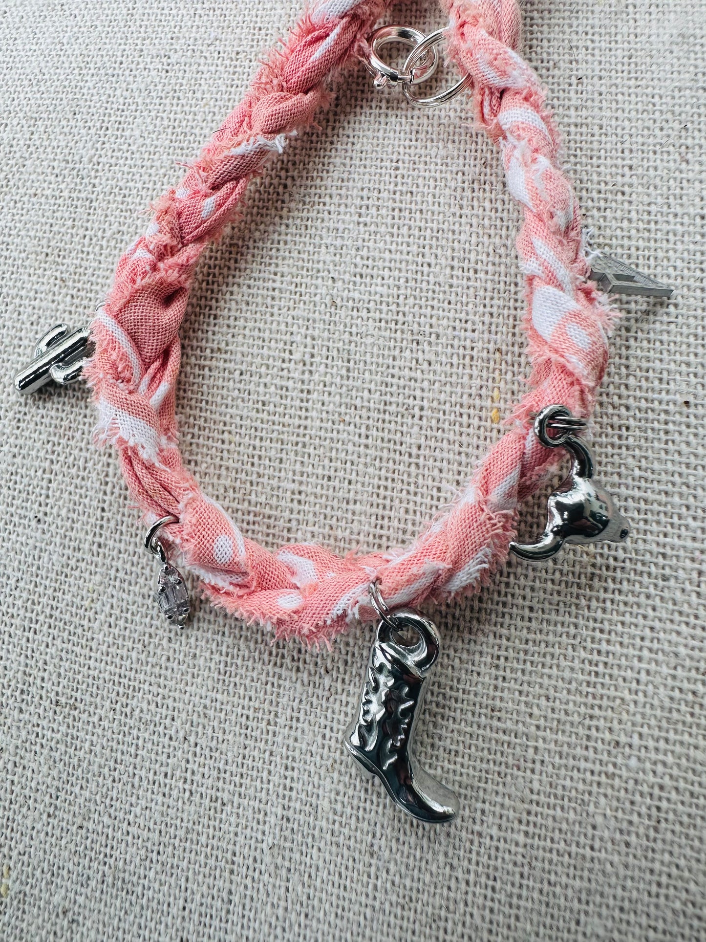 Pink & Silver Bandana Bracelet