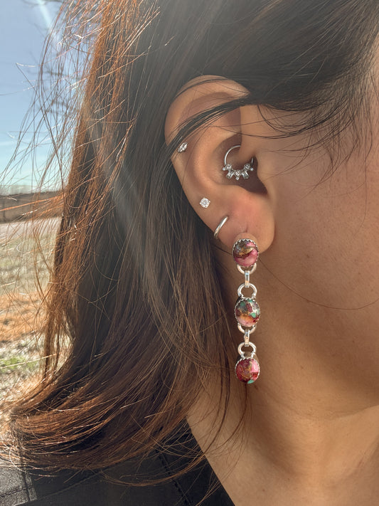 Pink Dahlia Dangle Earrings