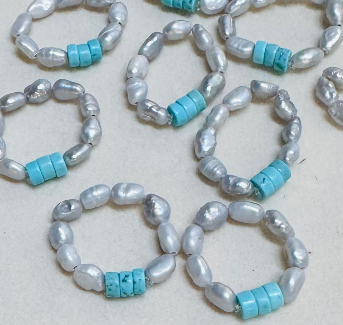 Turquoise & Silver Pearl Bandana Charm