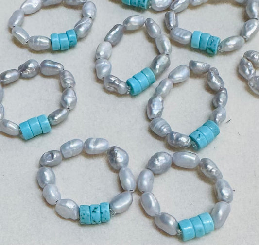 Turquoise & Silver Pearl Bandana Charm