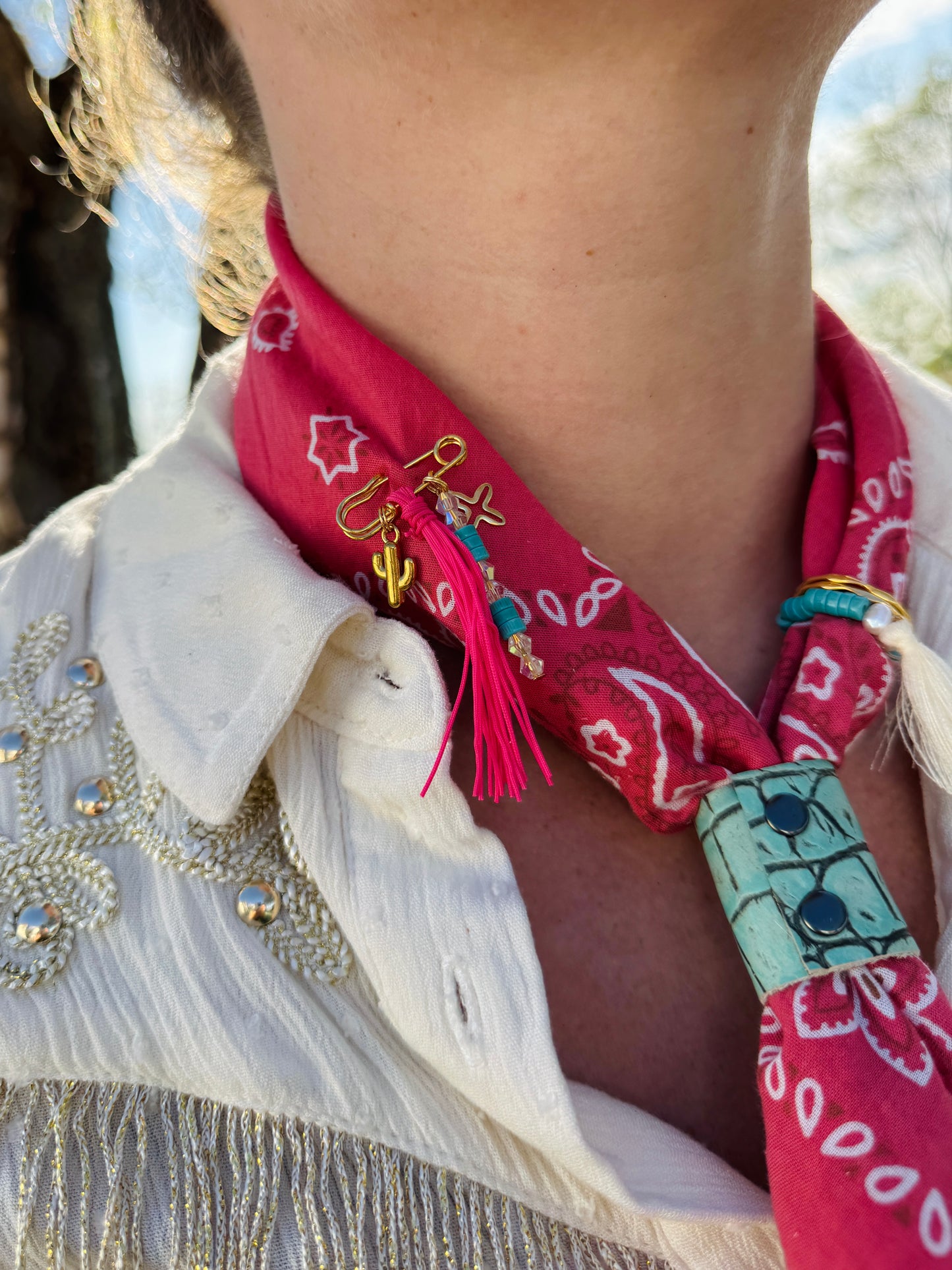 Turquoise Croc Bandana Slide