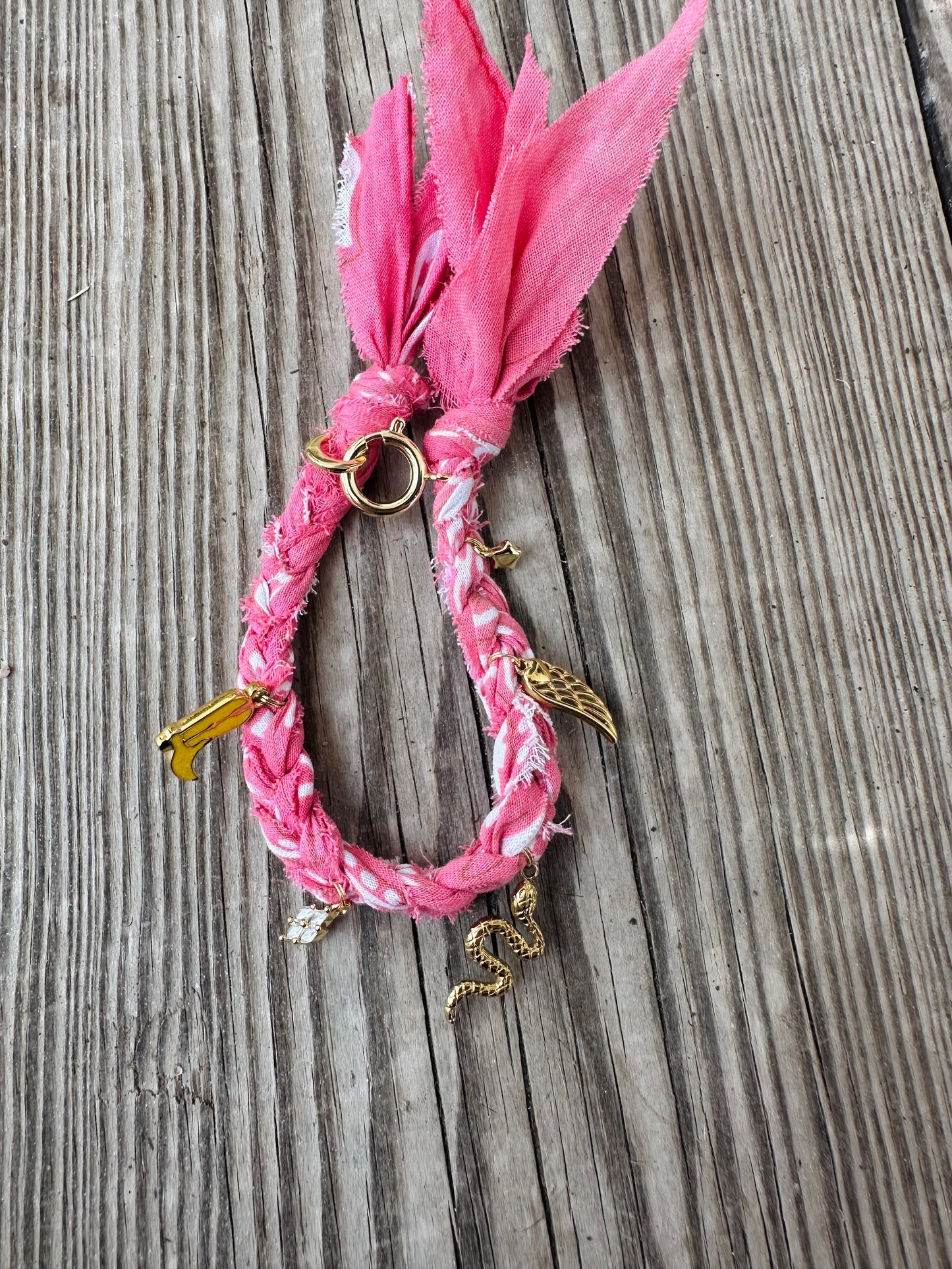 Pink & Gold Bandana Bracelet