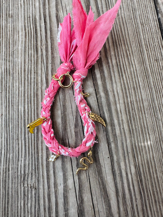 Pink & Gold Bandana Bracelet