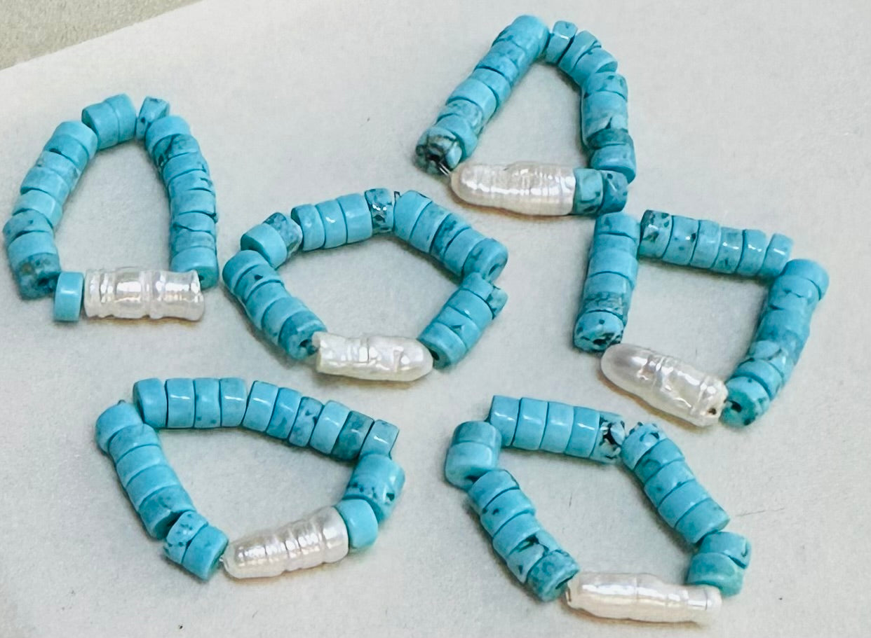 Keishi Pearl & Turquoise Bandana Charm