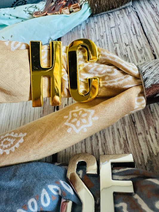 Gold Letter Bandana Charm