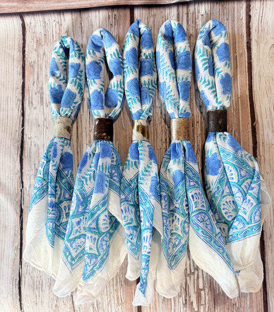 Bright Blue Floral Bandana