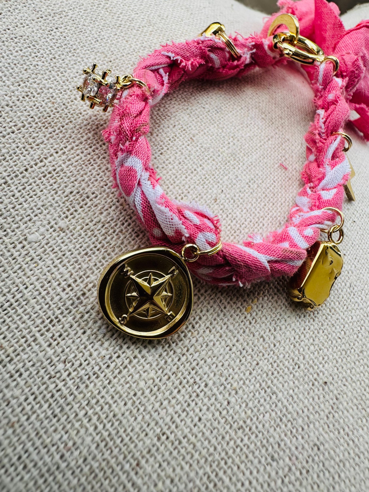 Pink & Gold Bandana Bracelet