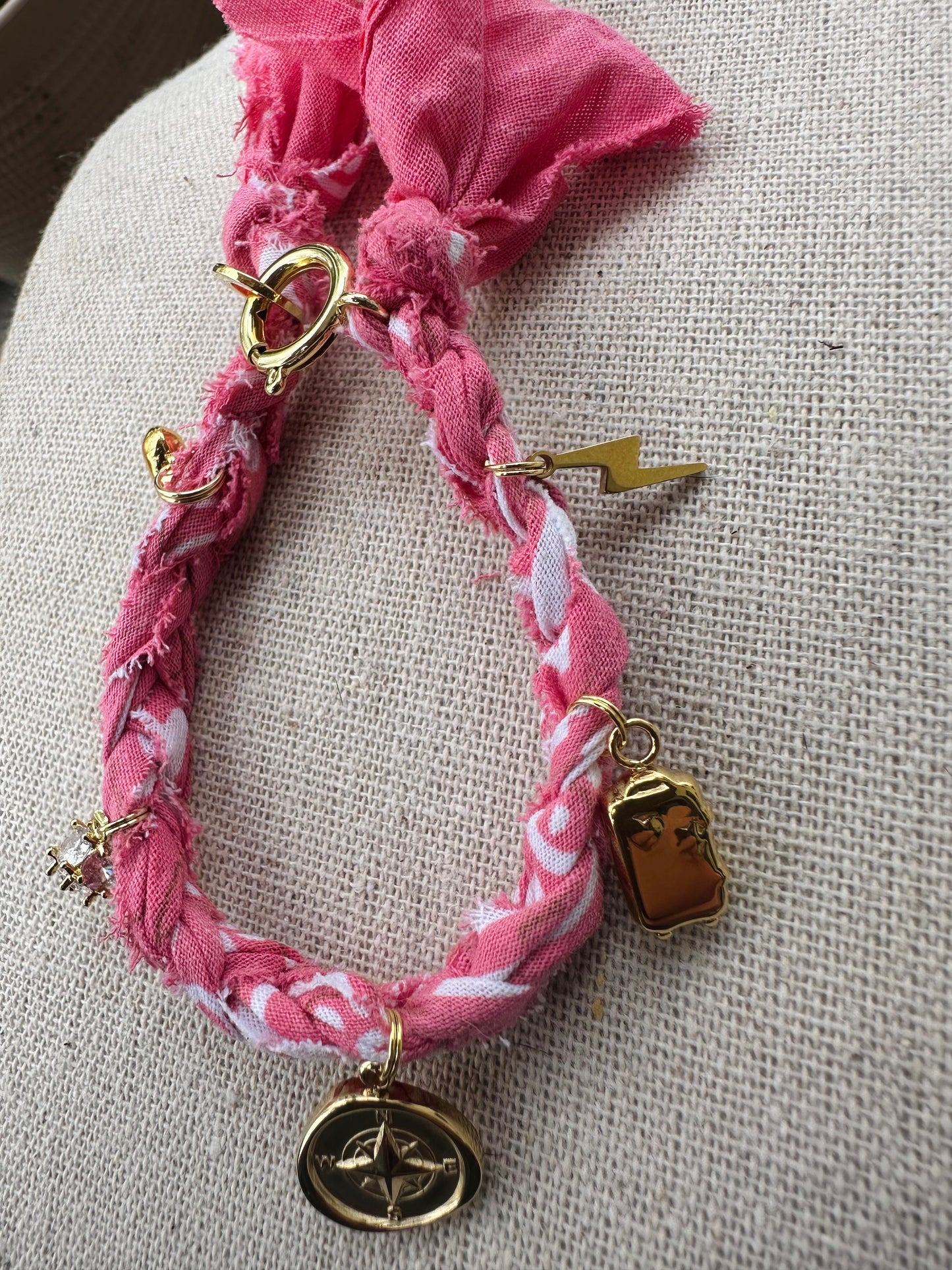 Pink & Gold Bandana Bracelet