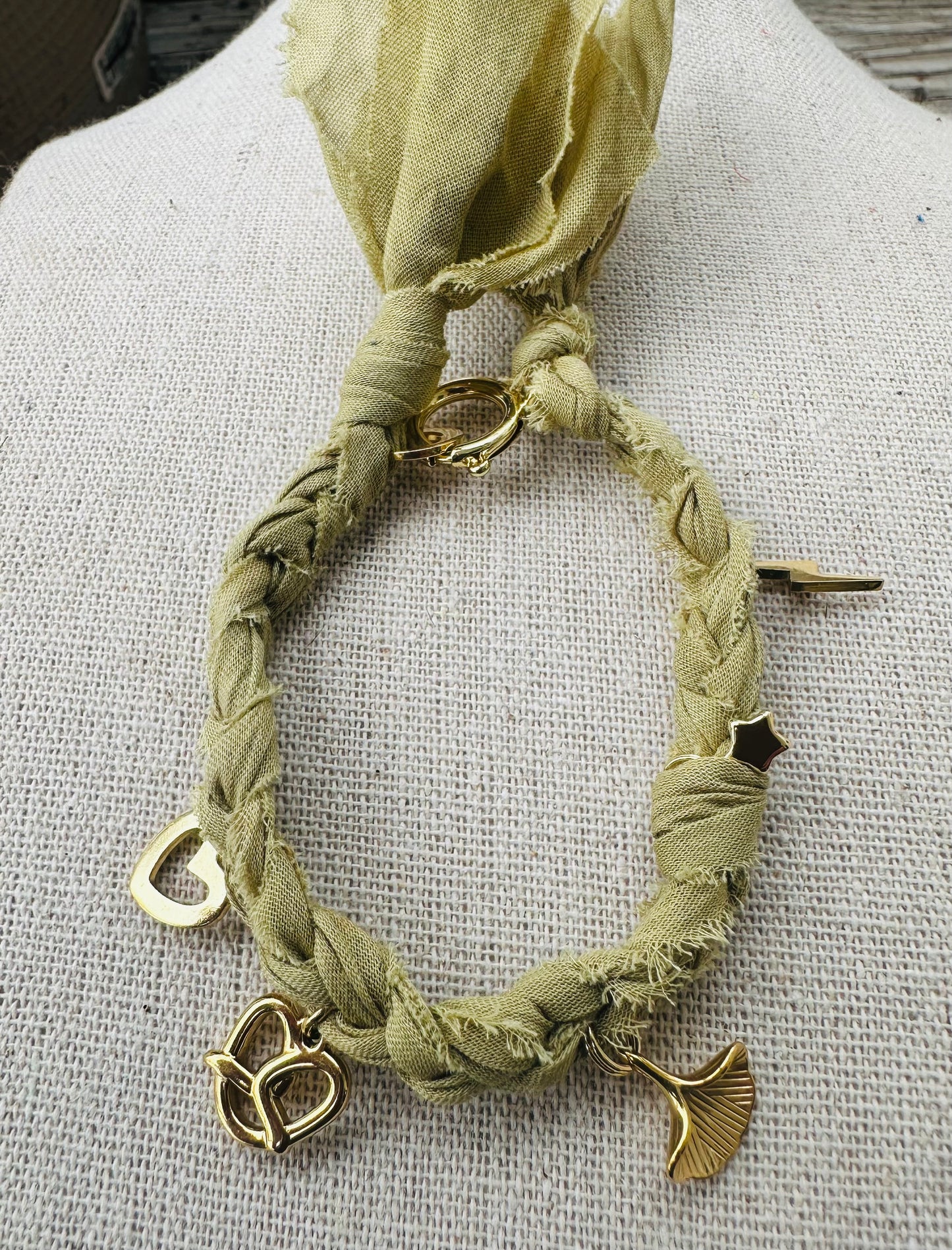 Chartreuse & Gold Bandana Bracelet