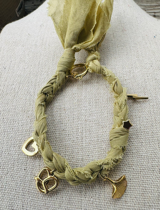 Chartreuse & Gold Bandana Bracelet