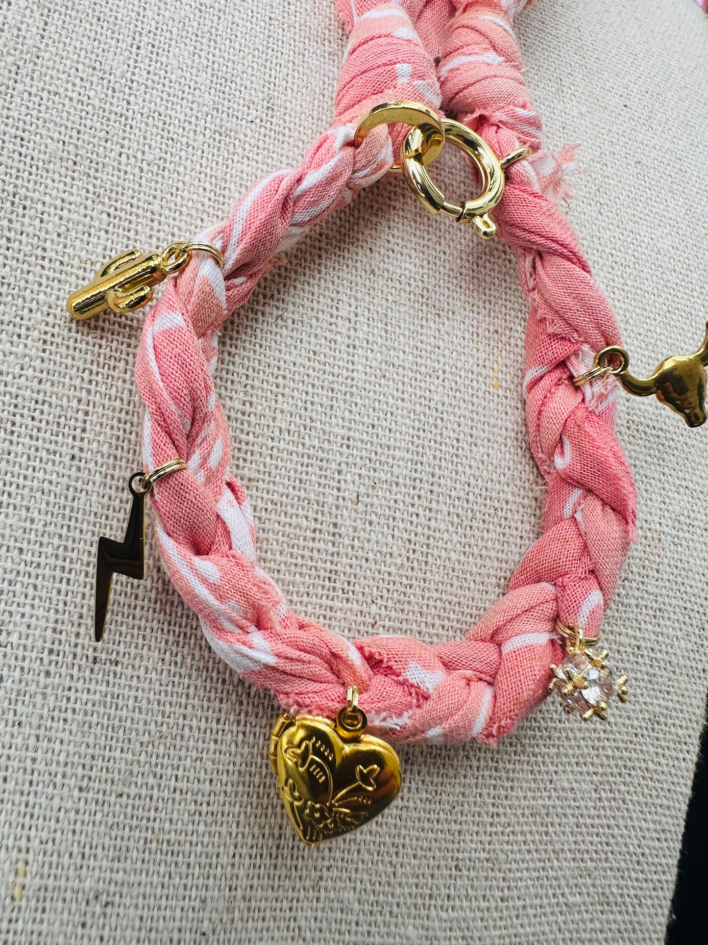 Pink & Gold Bandana Bracelet
