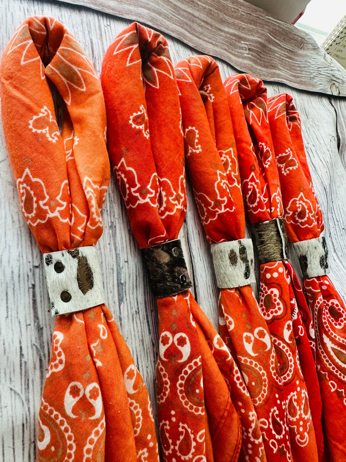 Metallic Cowhide Bandana Slide