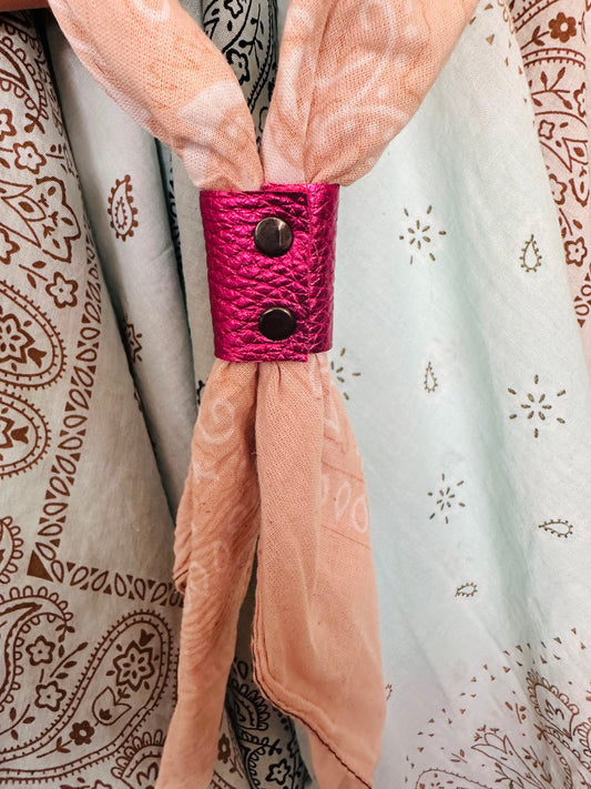 Electric Pink Leather Bandana Slide